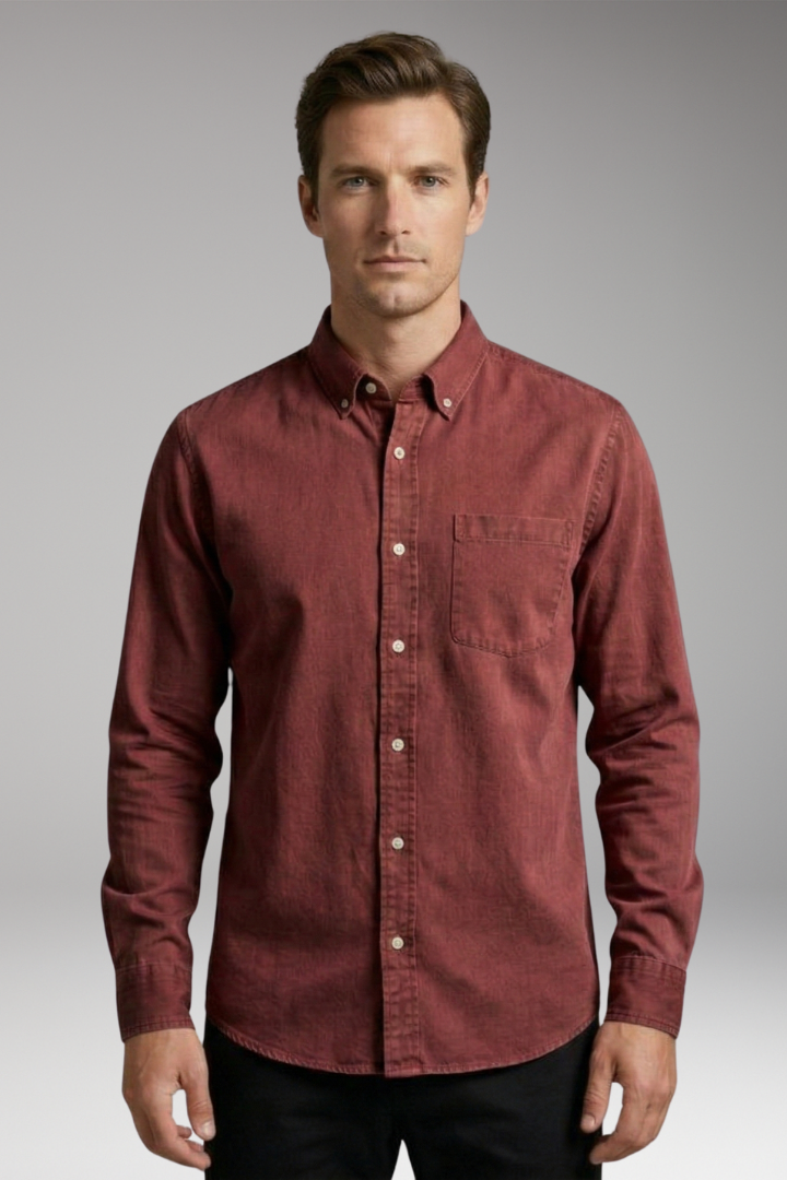 Men's Shirt with Classic Collar and Chest Pocket