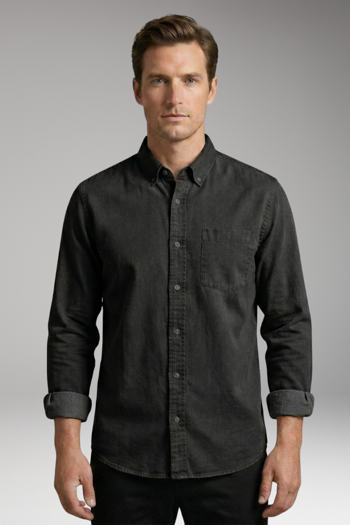 Men's Shirt with Classic Collar and Chest Pocket