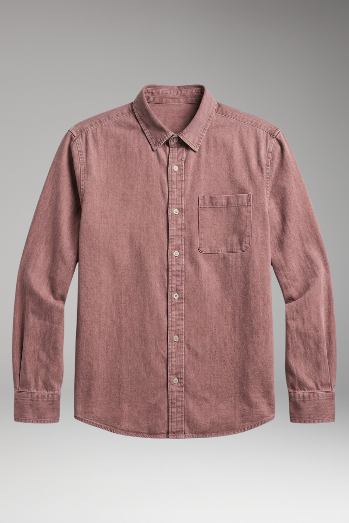 Men's Shirt with Classic Collar and Chest Pocket