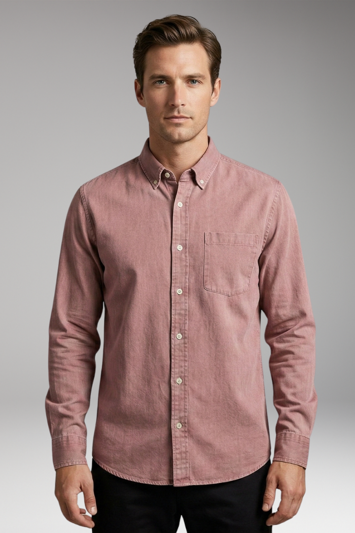 Men's Shirt with Classic Collar and Chest Pocket