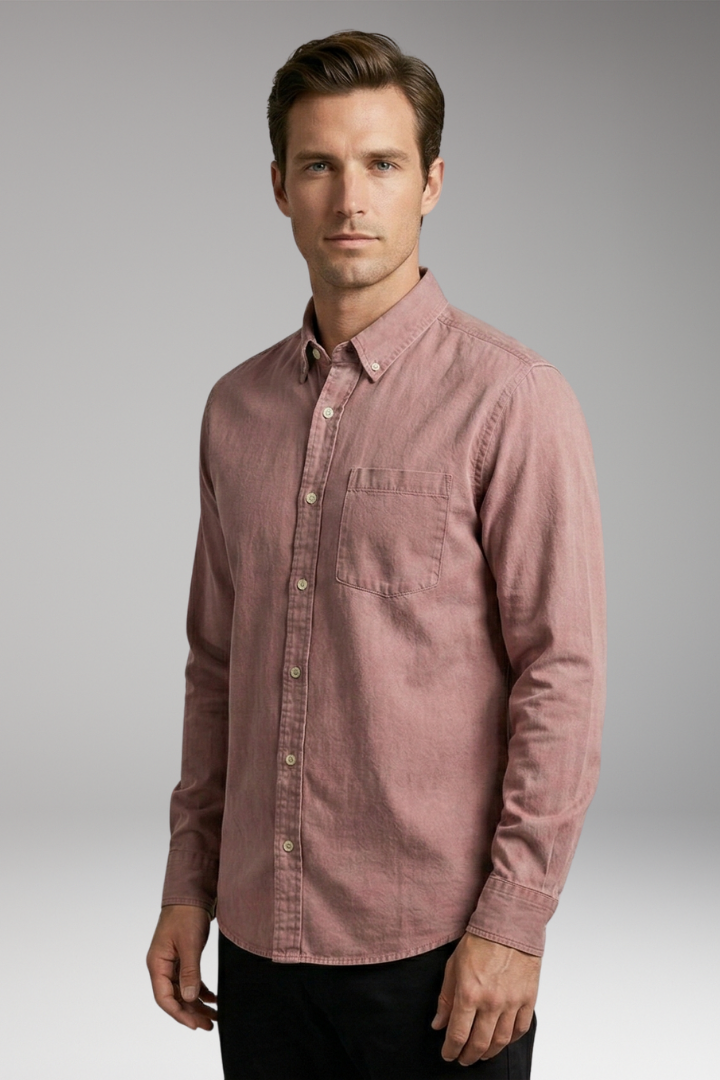 Men's Shirt with Classic Collar and Chest Pocket