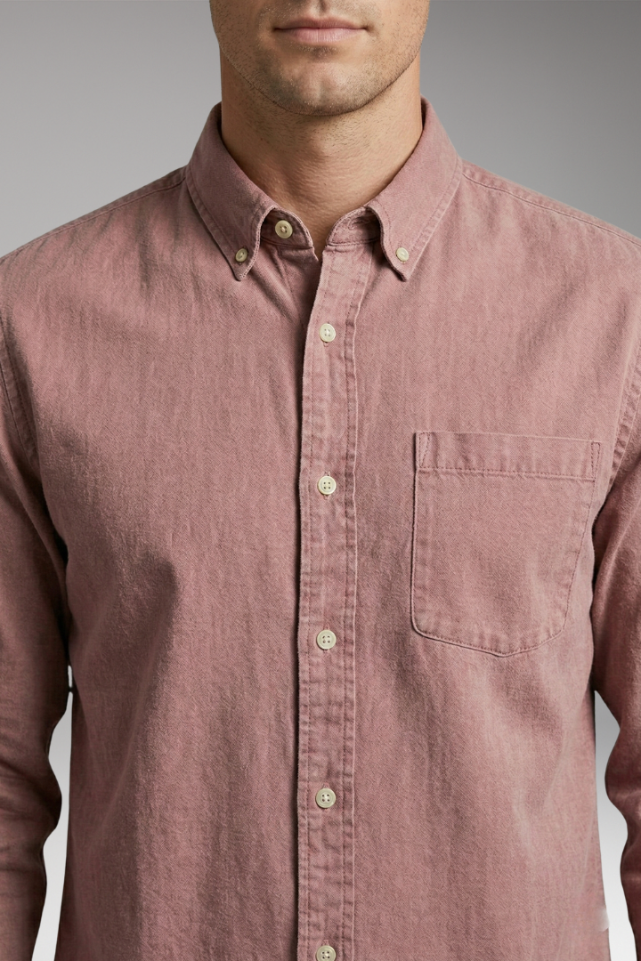Men's Shirt with Classic Collar and Chest Pocket