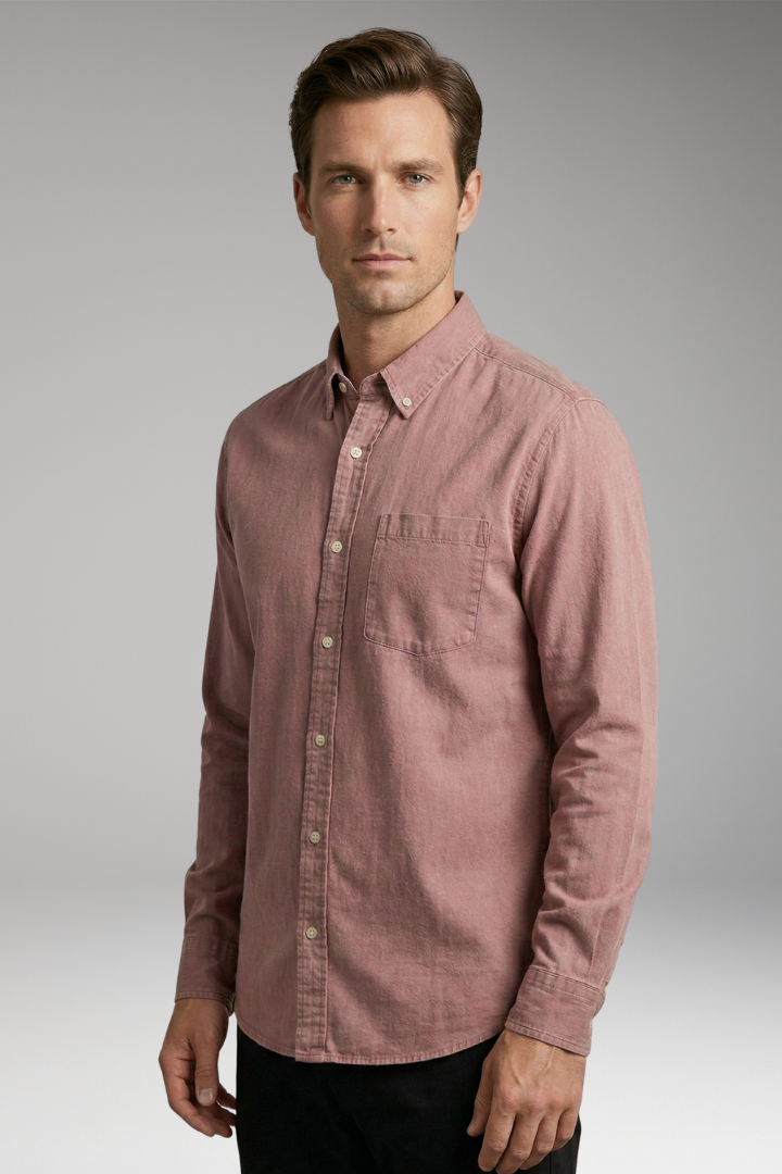 Men's Shirt with Classic Collar and Chest Pocket