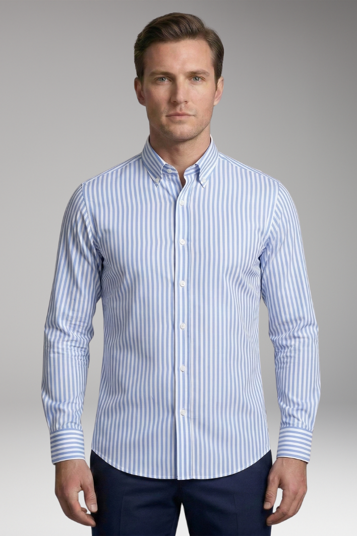 Men's Shirt with Short Sleeves and Button Placket