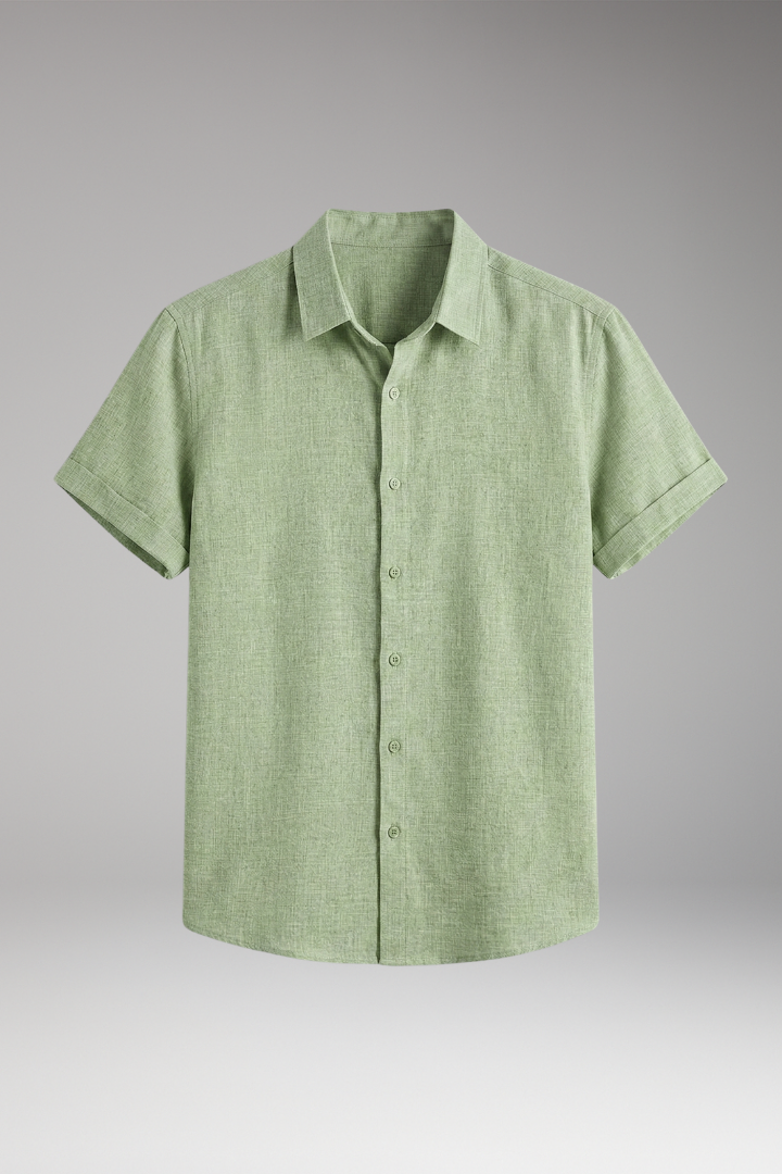 Men's Shirt with Short Sleeves and Button Placket