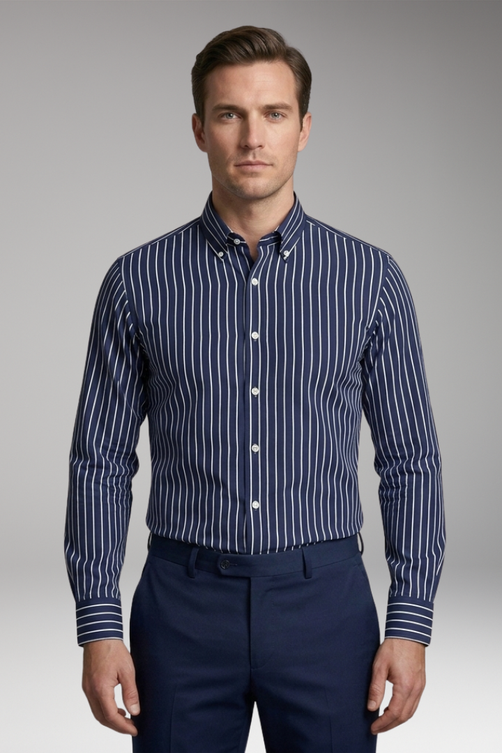 Men's Shirt with Short Sleeves and Button Placket