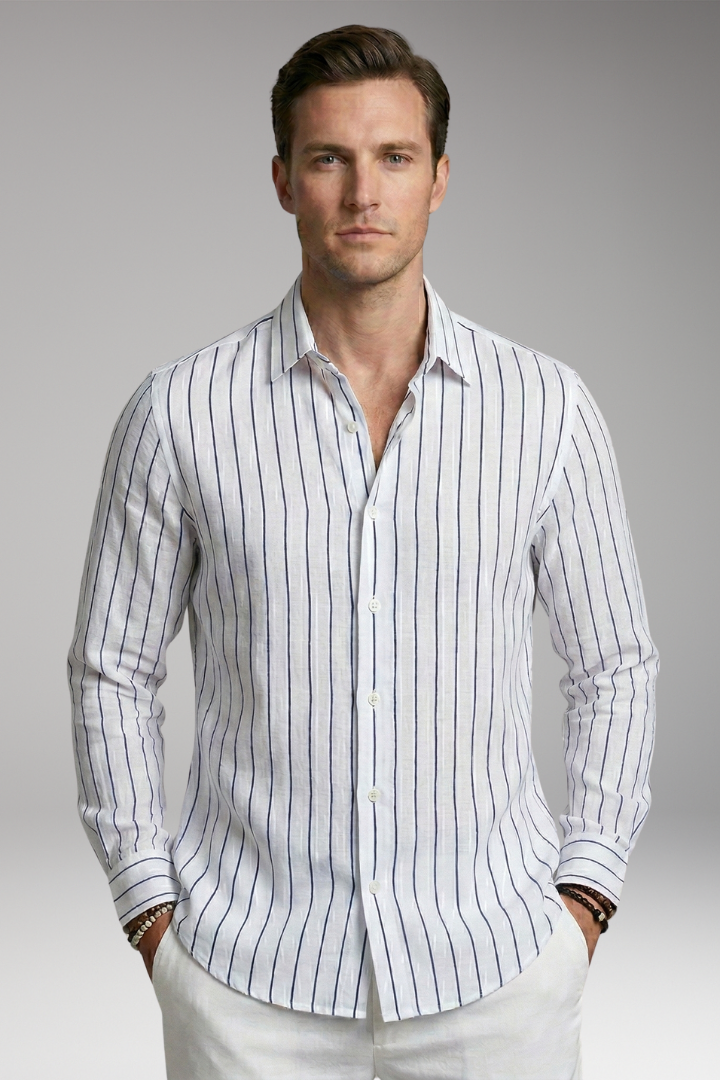Men's Shirt with Short Sleeves and Button Placket