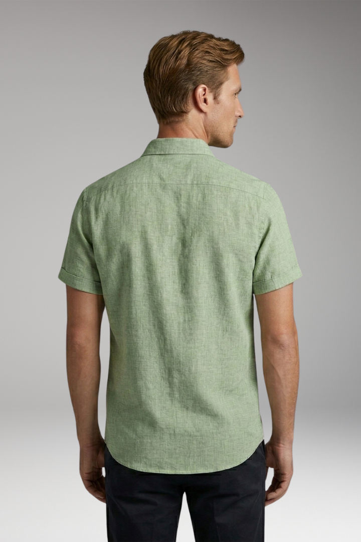 Men's Shirt with Short Sleeves and Button Placket