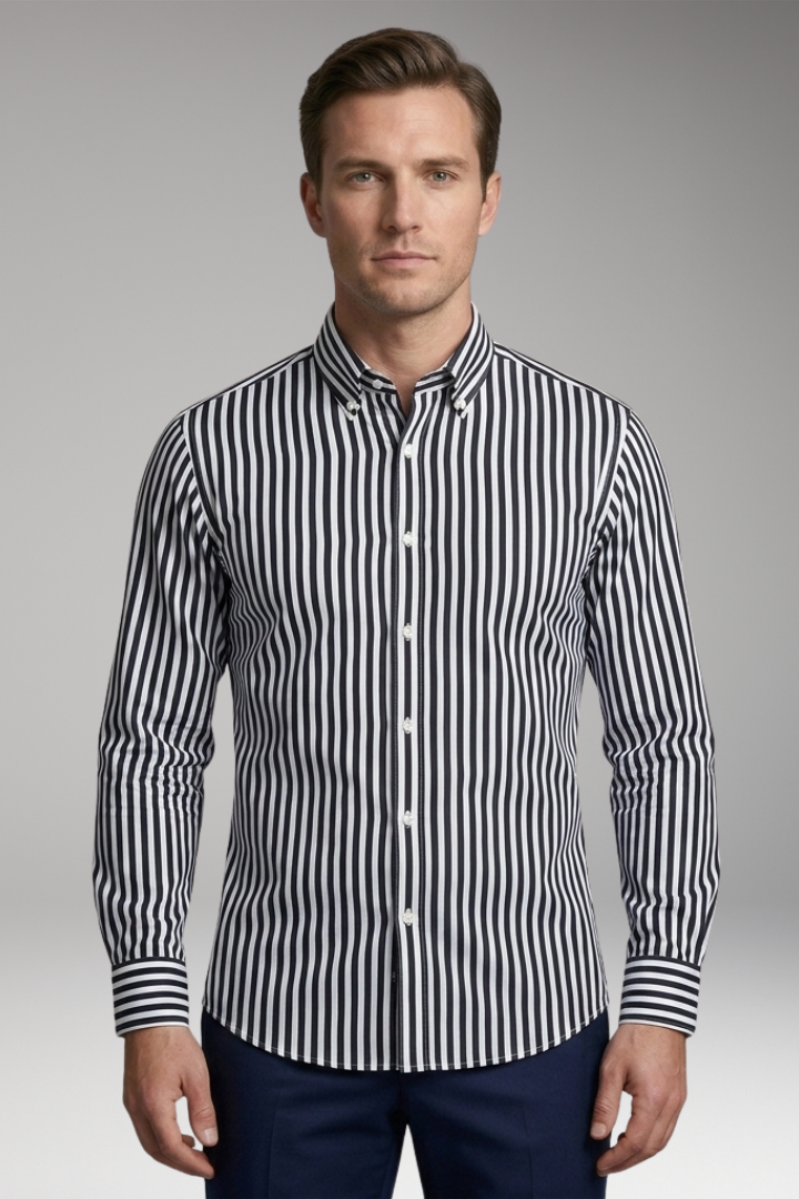 Men's Shirt with Short Sleeves and Button Placket