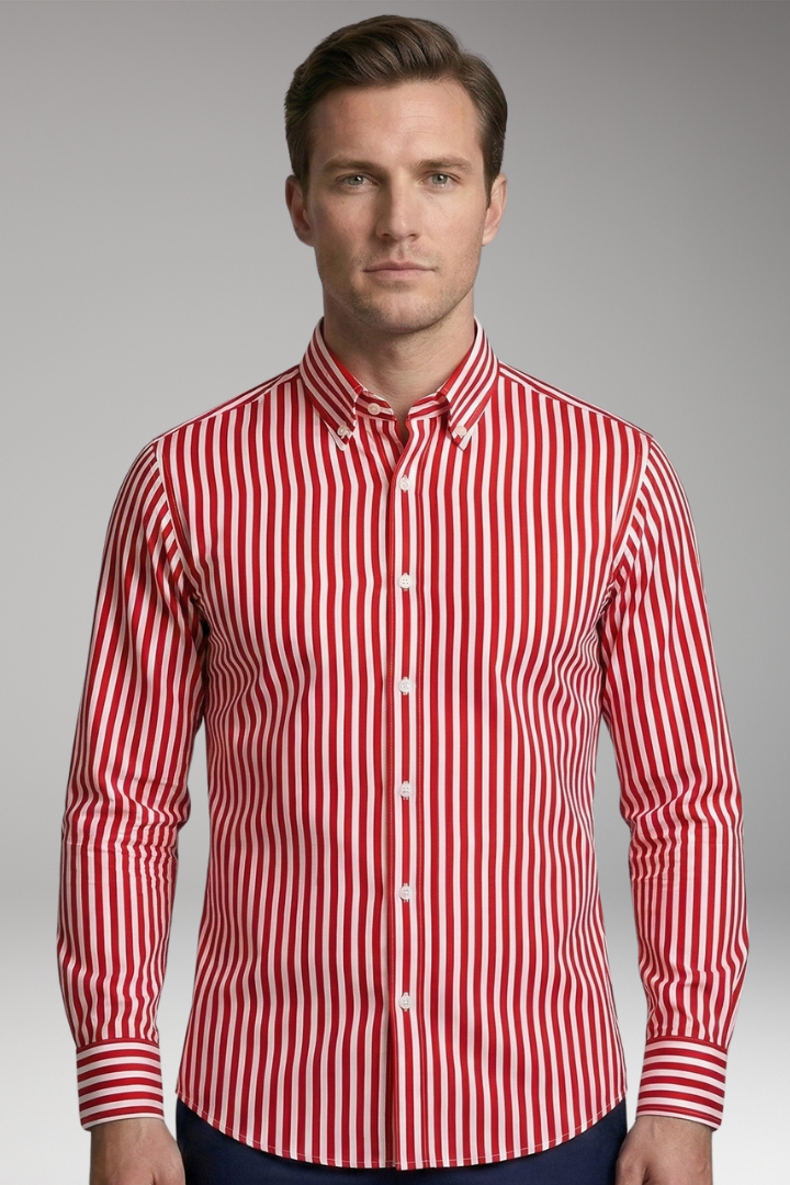 Men's Shirt with Short Sleeves and Button Placket