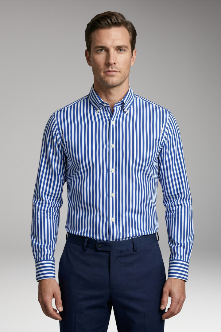 Men's Shirt with Short Sleeves and Button Placket