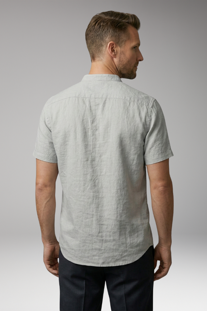 Men's Shirt with Stand-Up Collar and Button Placket
