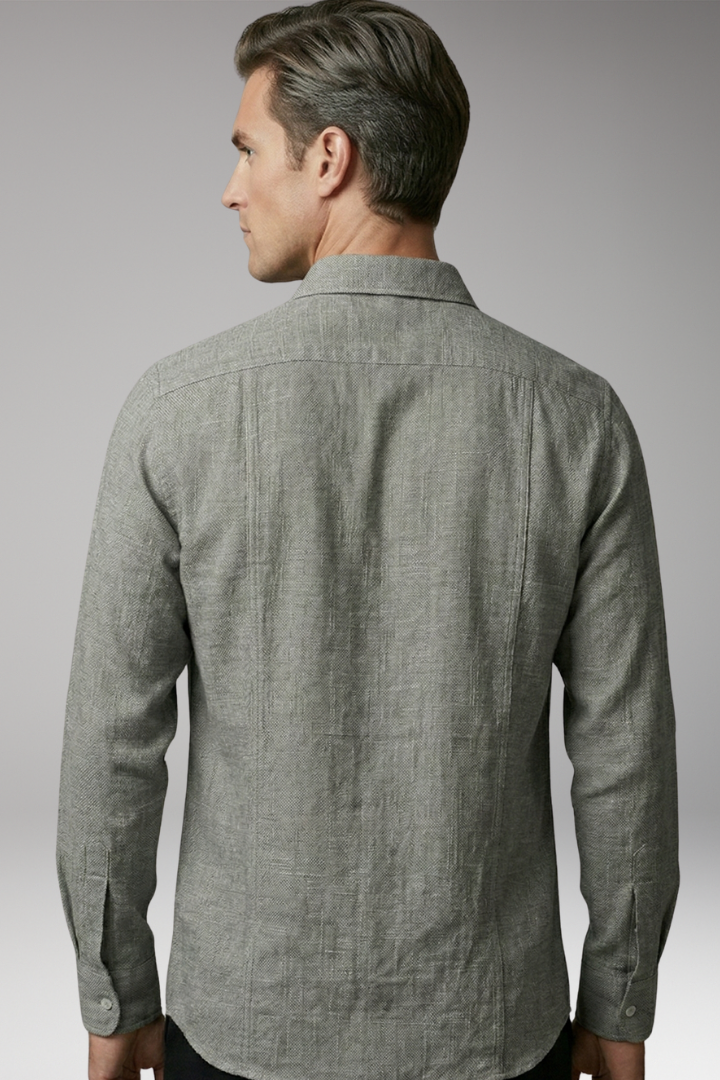 Men's Shirt with V-neck Collar and Button Placket
