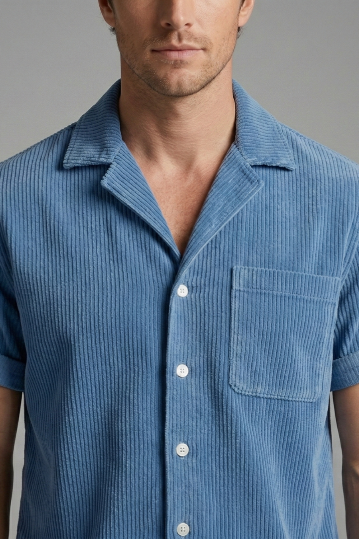 Men's Short-Sleeve Shirt and Shorts Set with Relaxed Fit