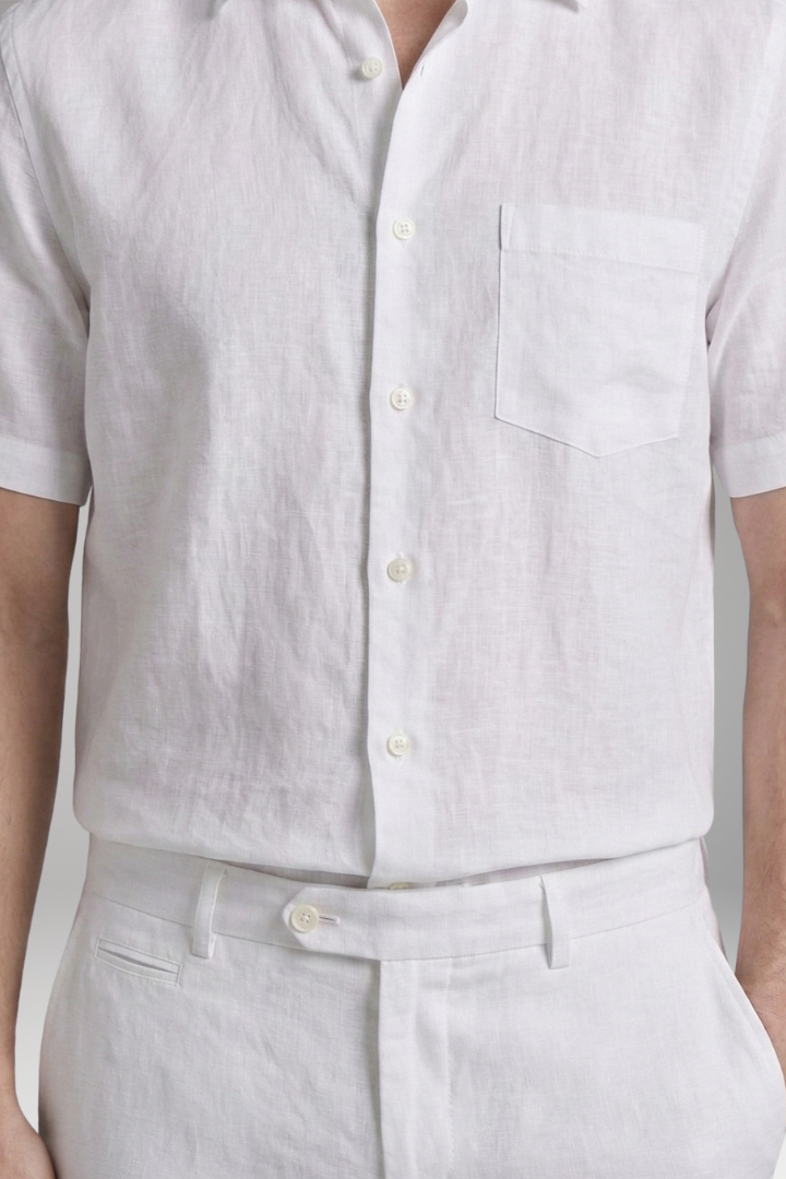 Men's Short-Sleeve Shirt and Trousers Set with Relaxed Fit
