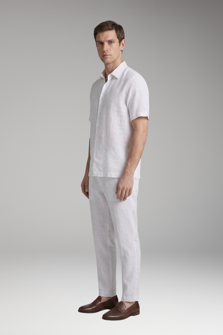 Men's Short-Sleeve Shirt and Trousers Set with Relaxed Fit