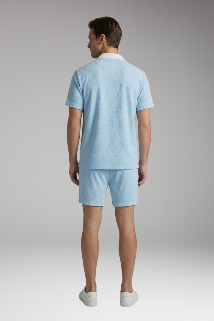 Men's Short Sleeve Shirt and Drawstring Shorts Set with Colour Contrast