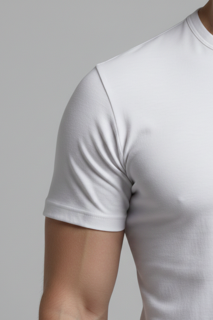 Men's Slim-Fit Shirt with V-Neck and Short Sleeves