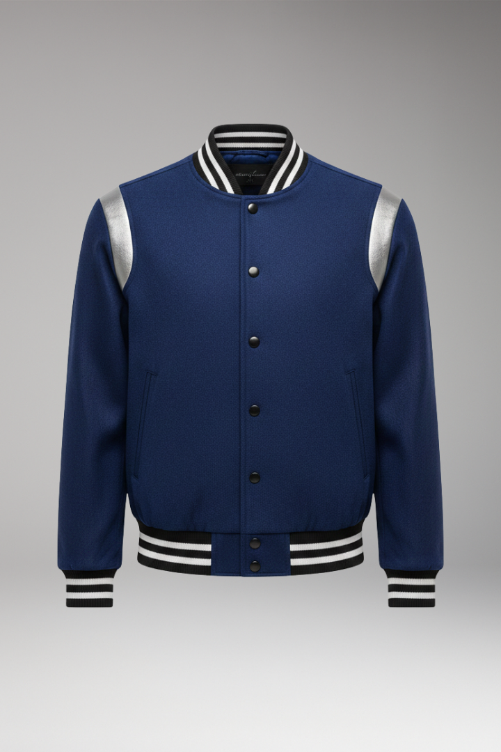 Men's Sporty Bomber Jacket with Contrasting Sleeves and Secure Buttons