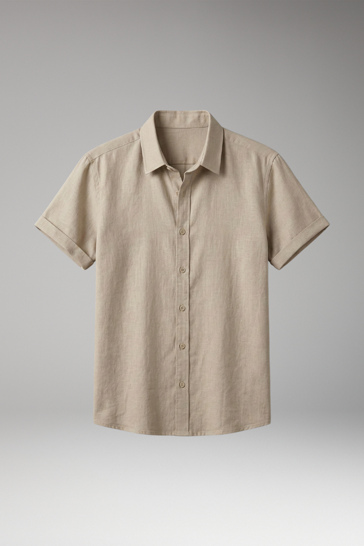 Men's Summer Shirt with Short Sleeves and Button Placket