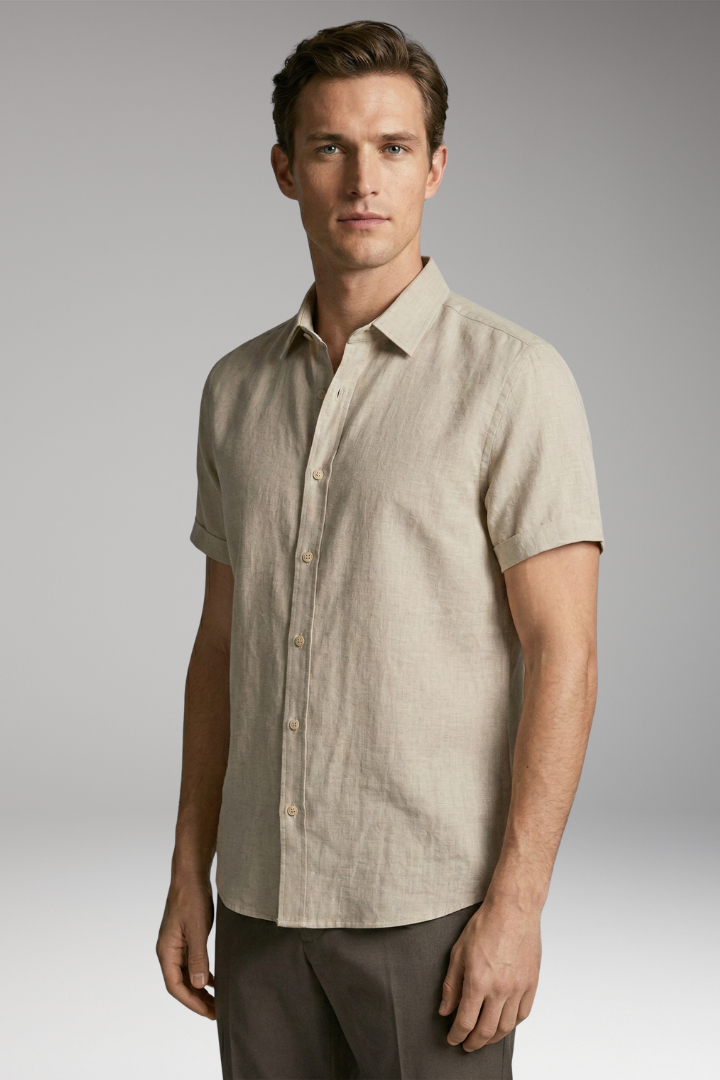 Men's Summer Shirt with Short Sleeves and Button Placket