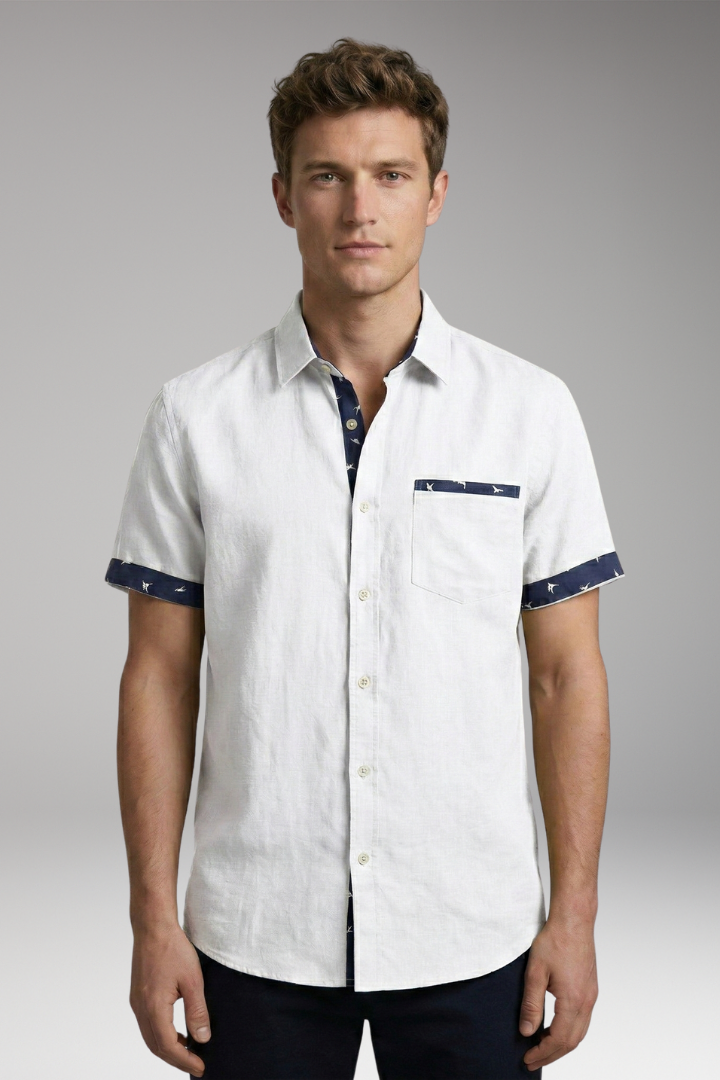 Men's Summer Shirt with Slim Fit and Contrast Detailing
