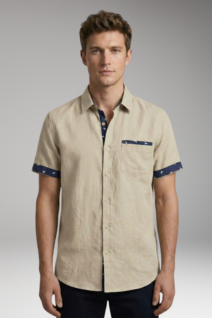 Men's Summer Shirt with Slim Fit and Contrast Detailing