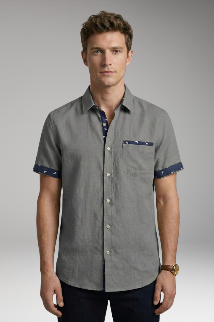 Men's Summer Shirt with Slim Fit and Contrast Detailing