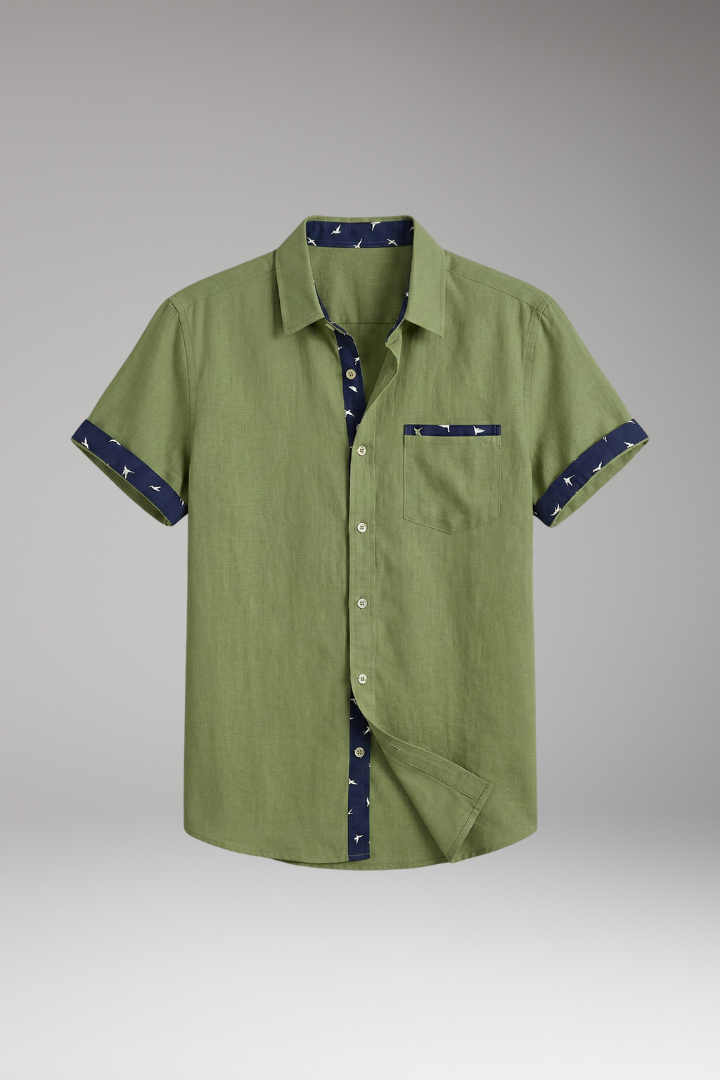 Men's Summer Shirt with Slim Fit and Contrast Detailing
