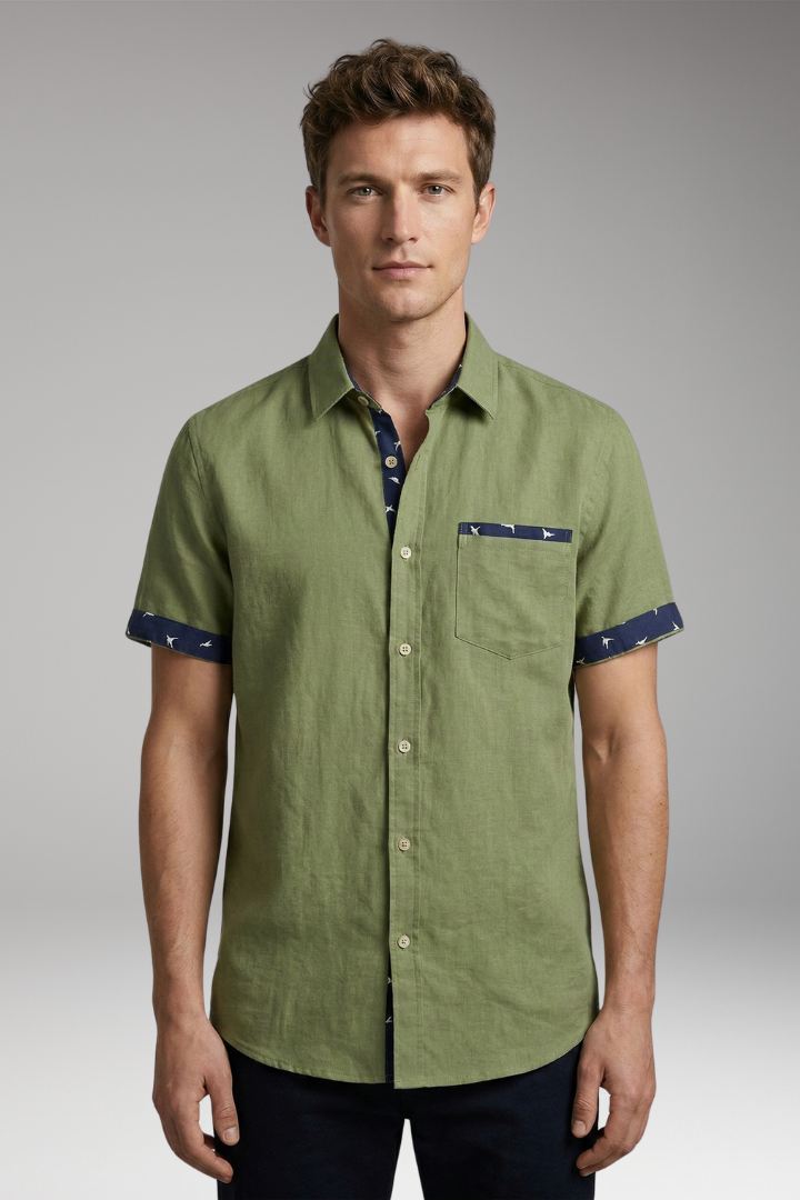 Men's Summer Shirt with Slim Fit and Contrast Detailing