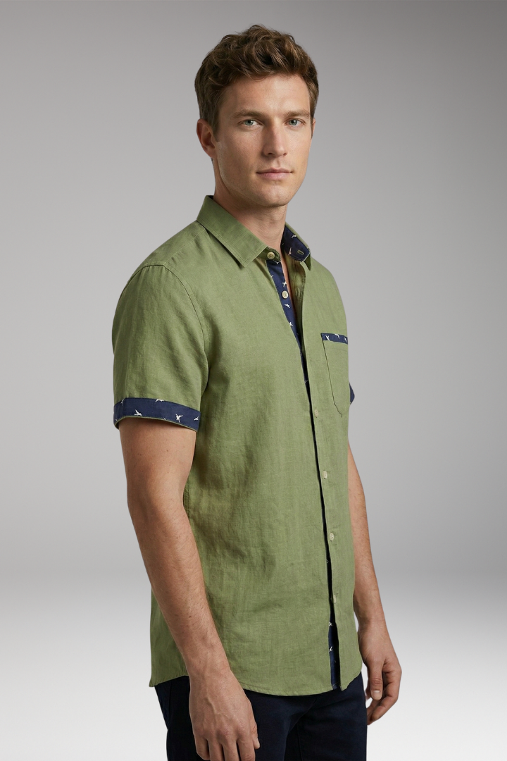 Men's Summer Shirt with Slim Fit and Contrast Detailing