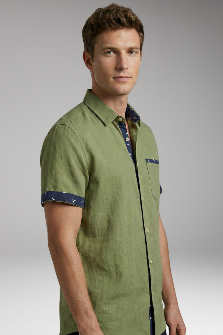 Men's Summer Shirt with Slim Fit and Contrast Detailing
