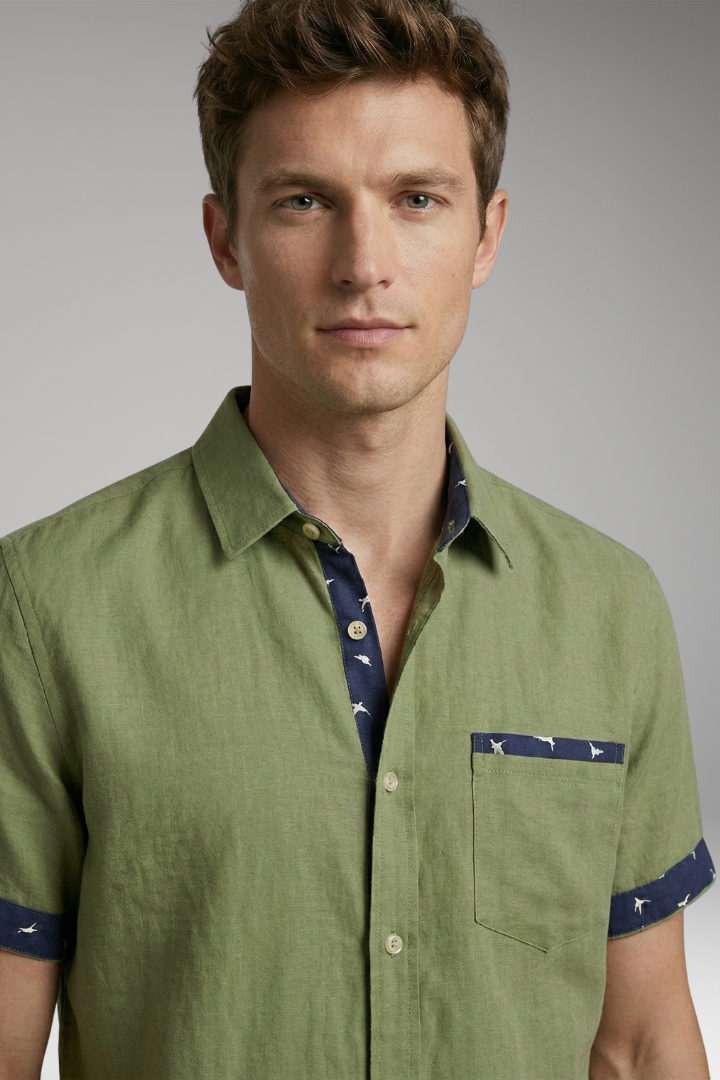 Men's Summer Shirt with Slim Fit and Contrast Detailing