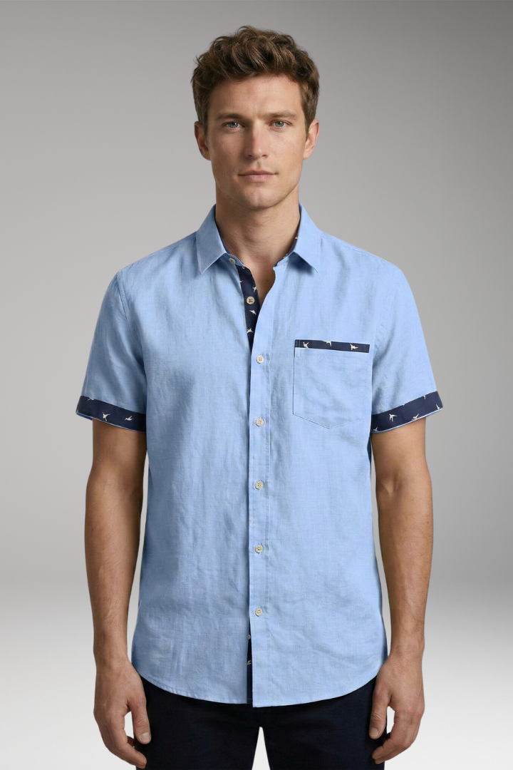 Men's Summer Shirt with Slim Fit and Contrast Detailing
