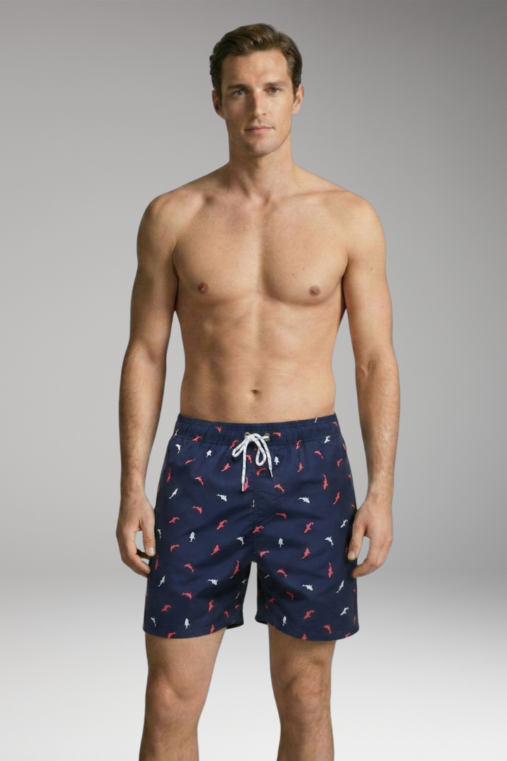 Men’s Swim Shorts with Fruit Print and Elastic Waistband