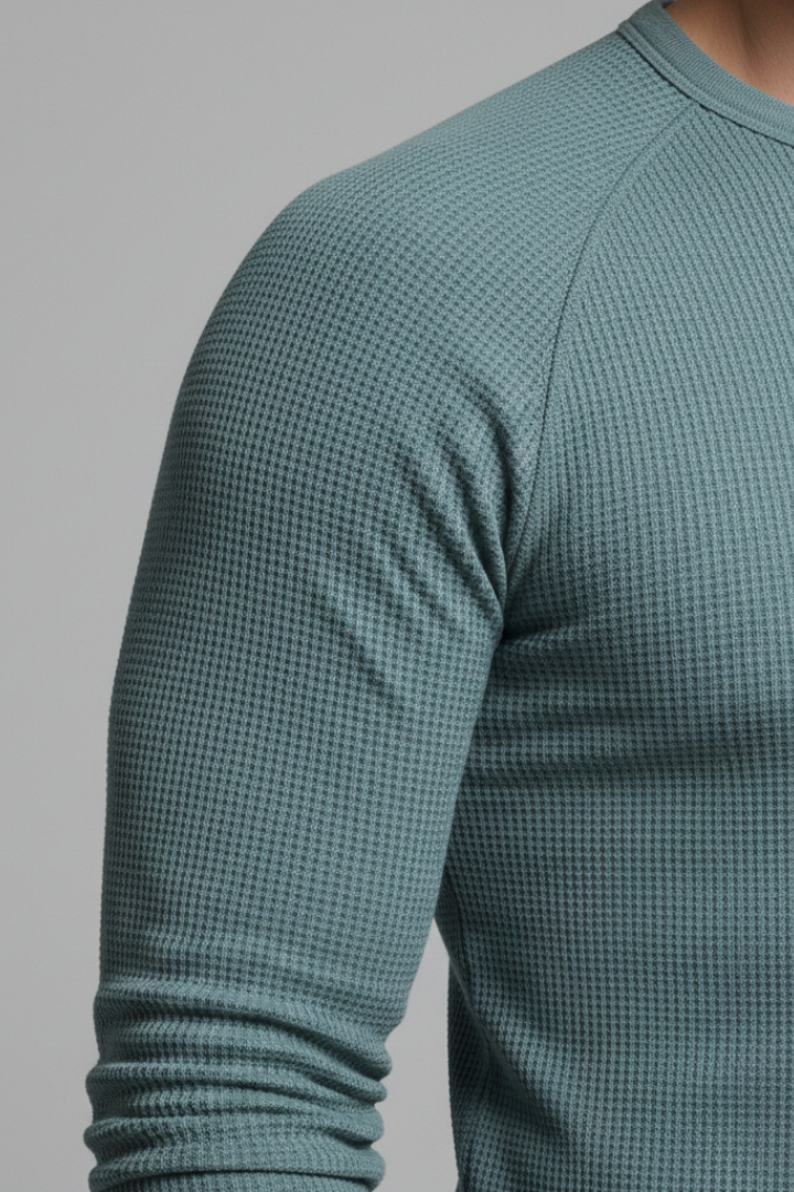 Men's T-Shirt with Henley Neckline and Long Sleeves