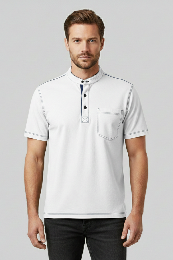 Men's T-shirt with Henley Neckline and Chest Pocket
