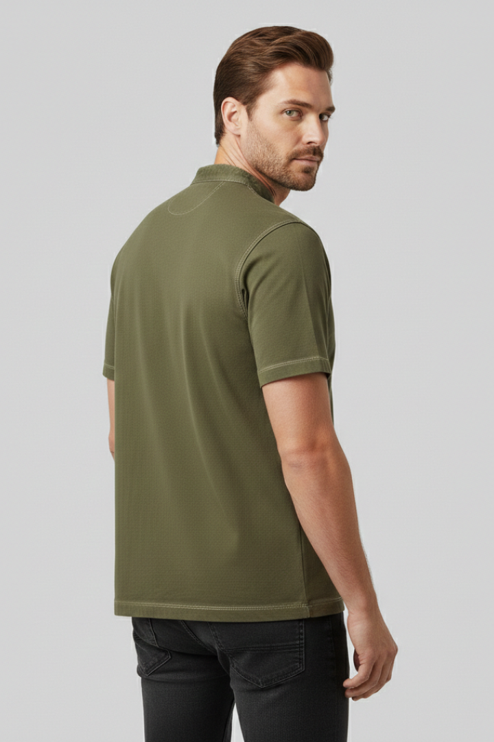 Men's T-shirt with Henley Neckline and Chest Pocket