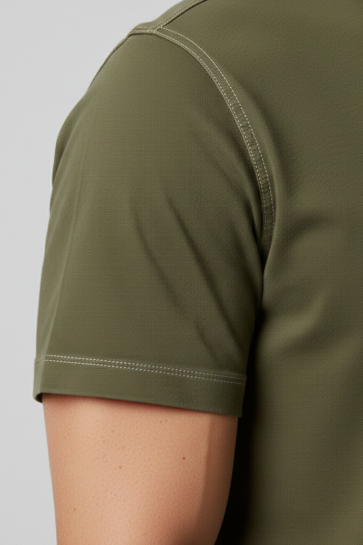 Men's T-shirt with Henley Neckline and Chest Pocket