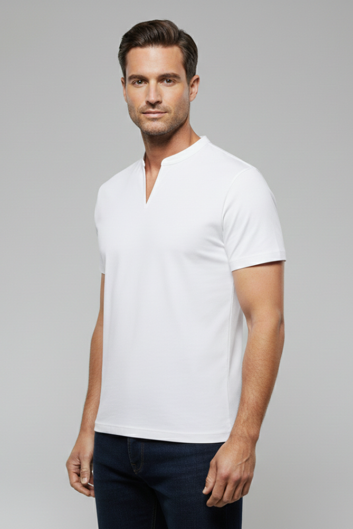 Men's V-neck T-shirt with Short Sleeves