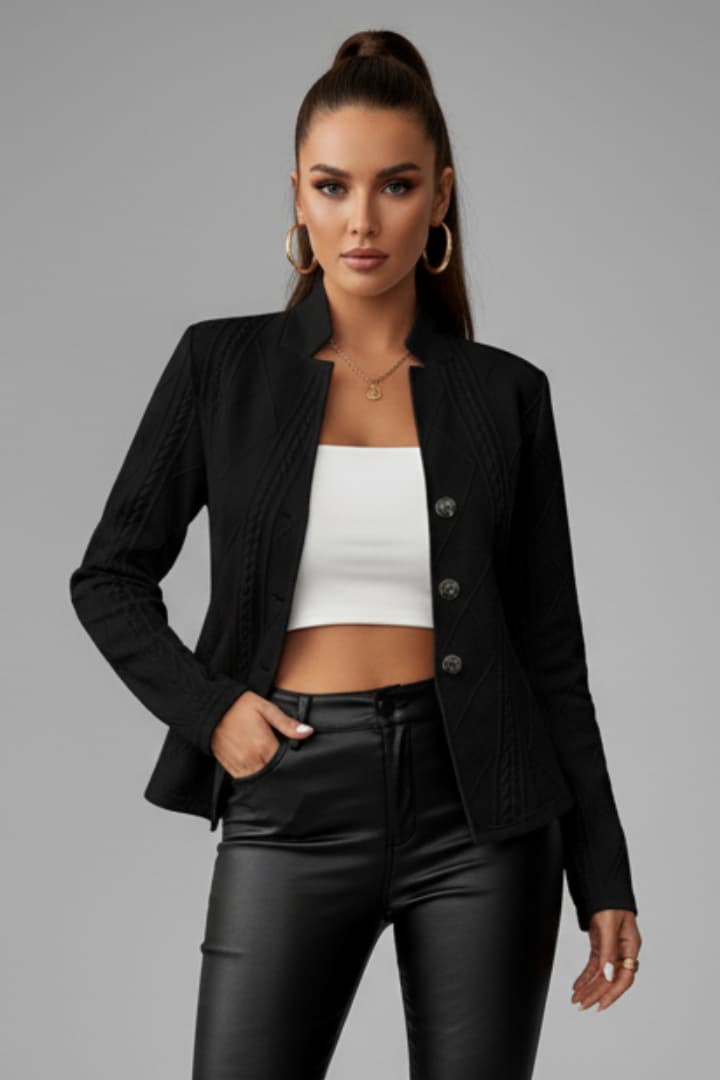 Women’s Blazer with Lapel Collar and Button Closure
