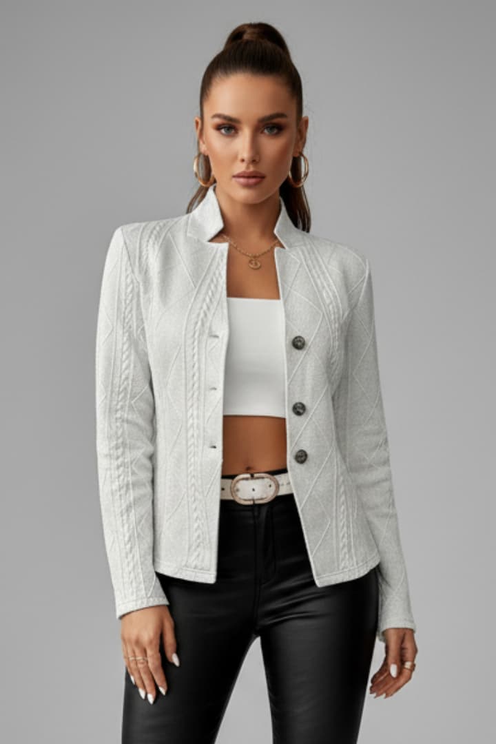 Women’s Blazer with Lapel Collar and Button Closure