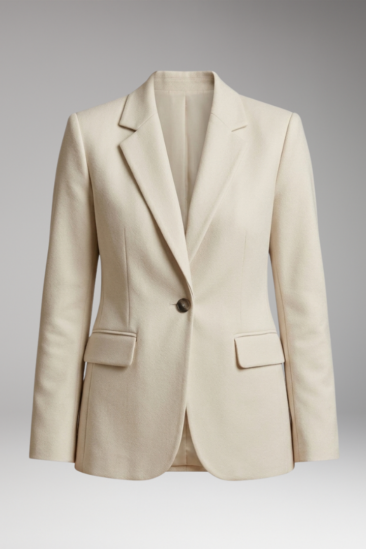 Women's Tailored Blazer with Sharp Lapels and Flap Pockets