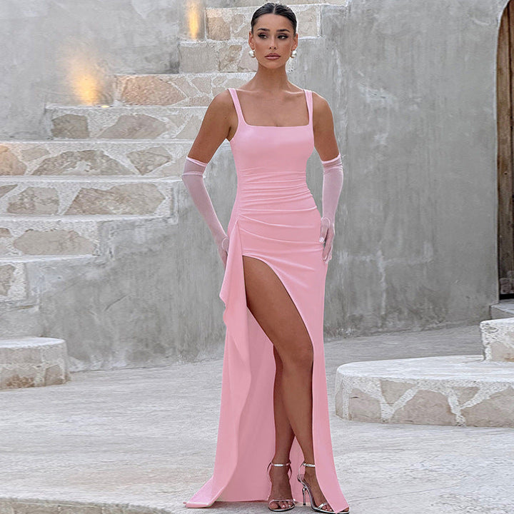 Women's Maxi Dress with Open Back and Slip Style