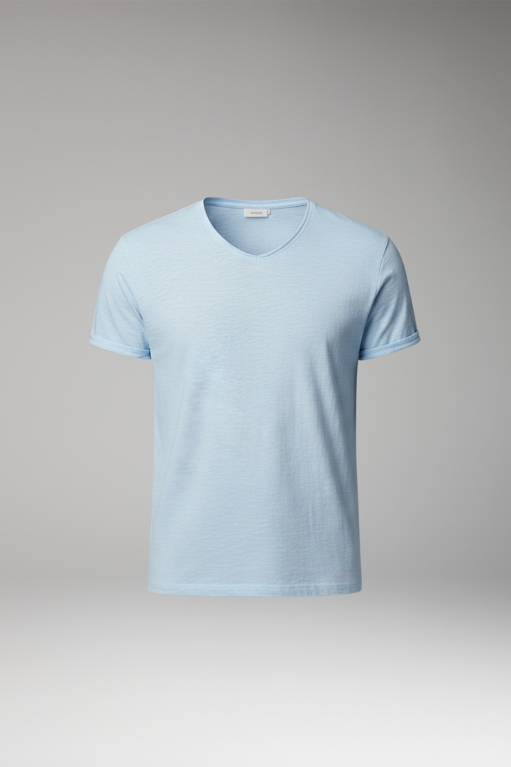 Men's T-Shirt with V-Neck and Short Sleeves