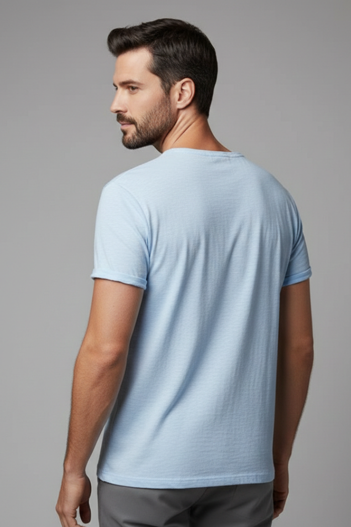 Men's T-Shirt with V-Neck and Short Sleeves