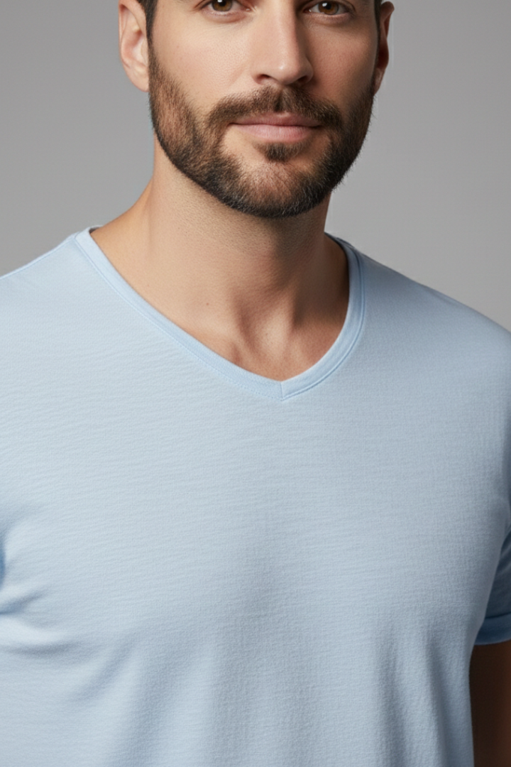 Men's T-Shirt with V-Neck and Short Sleeves