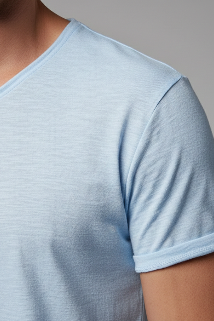 Men's T-Shirt with V-Neck and Short Sleeves