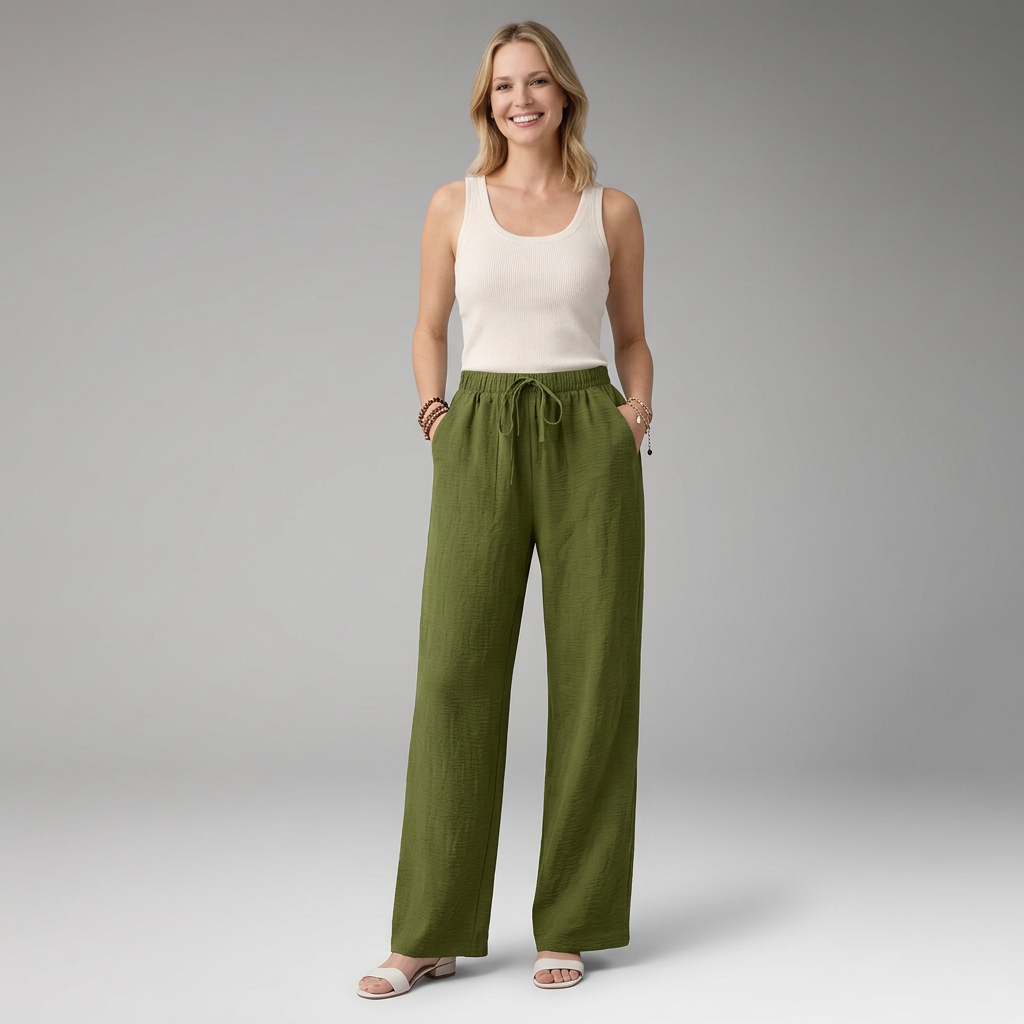Women’s Trousers with Drawstring Waist and Side Pockets