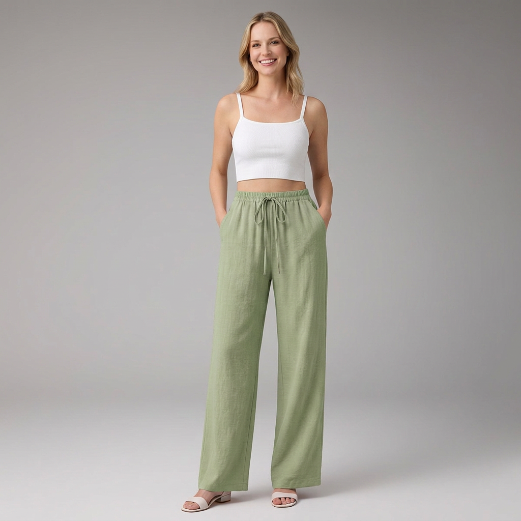 Women’s Trousers with Drawstring Waist and Side Pockets